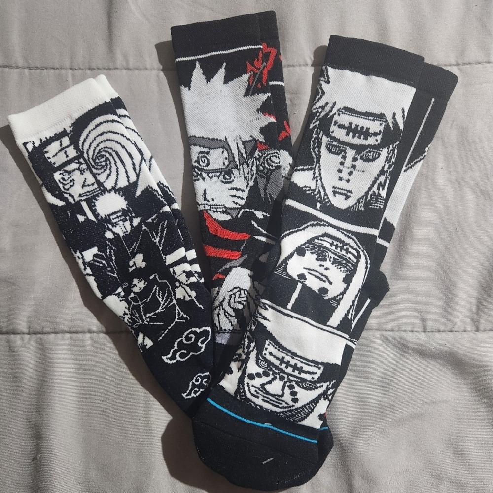 Naruto Themed Black and White Socks